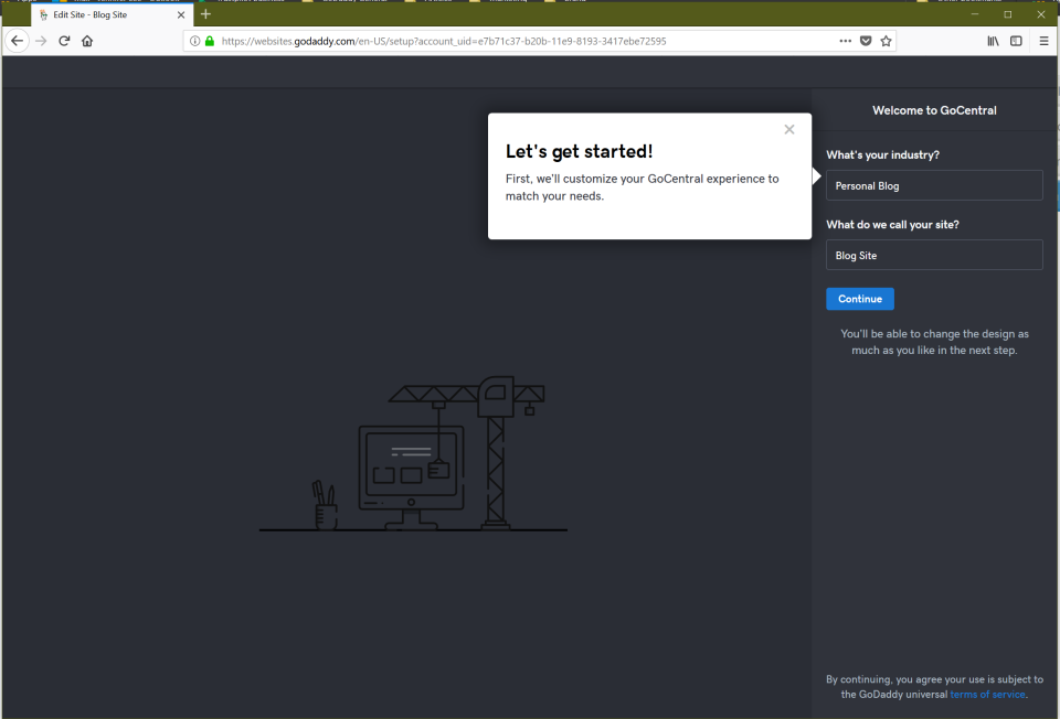 screenshot of GoDaddy Website Builder
